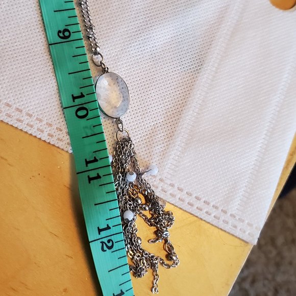 18" Silver Tone Tassel Beaded Pendant Necklace - Picture 4 of 4